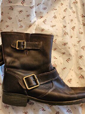 Denver Hayes dark brown leather low calf moto boot L8.5